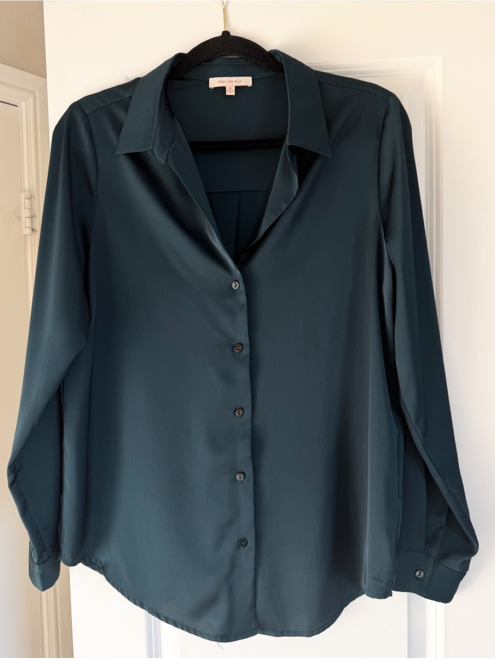 Skies Are Blue Deep Teal Button-Front Shirt